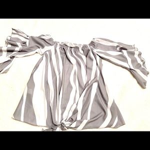 Gray and white crop top